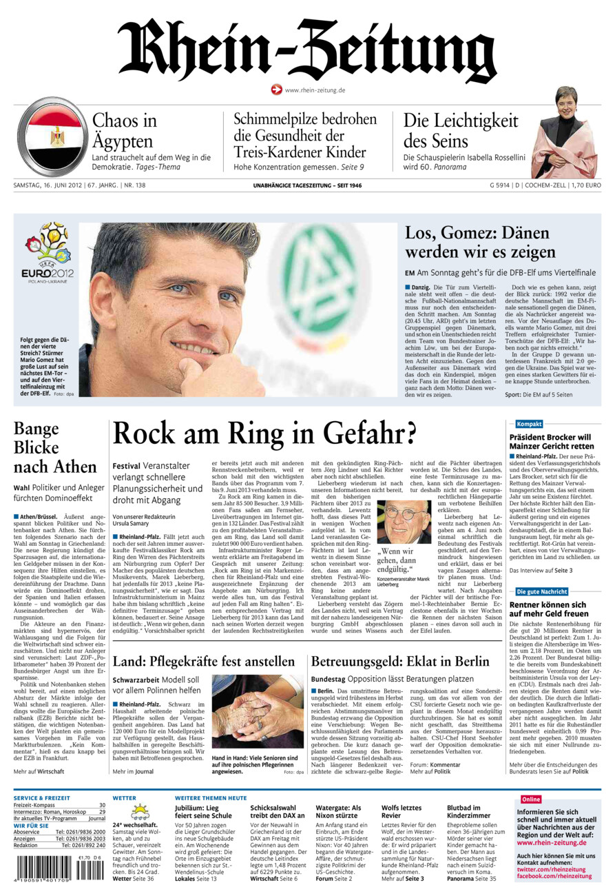 Rhein-Zeitung Kreis Cochem-Zell vom Samstag, 16.06.2012