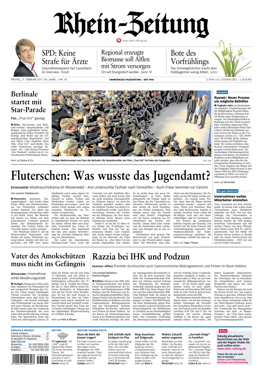 Rhein-Zeitung Kreis Cochem-Zell vom Freitag, 11.02.2011