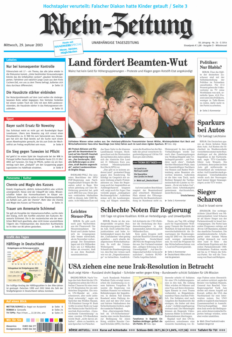 Rhein-Zeitung Kreis Cochem-Zell vom Mittwoch, 29.01.2003