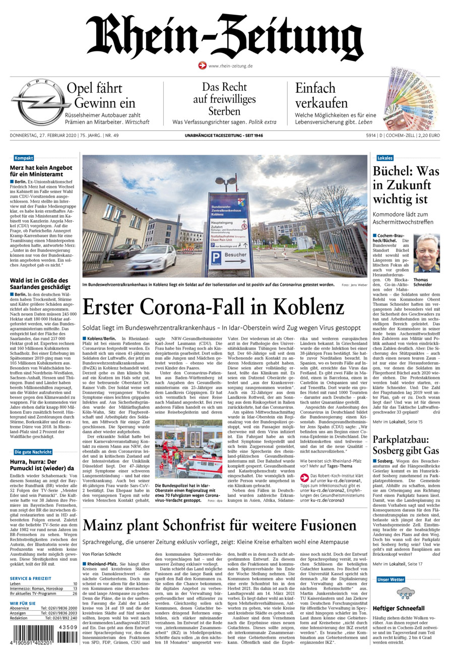 Rhein-Zeitung Kreis Cochem-Zell vom Donnerstag, 27.02.2020