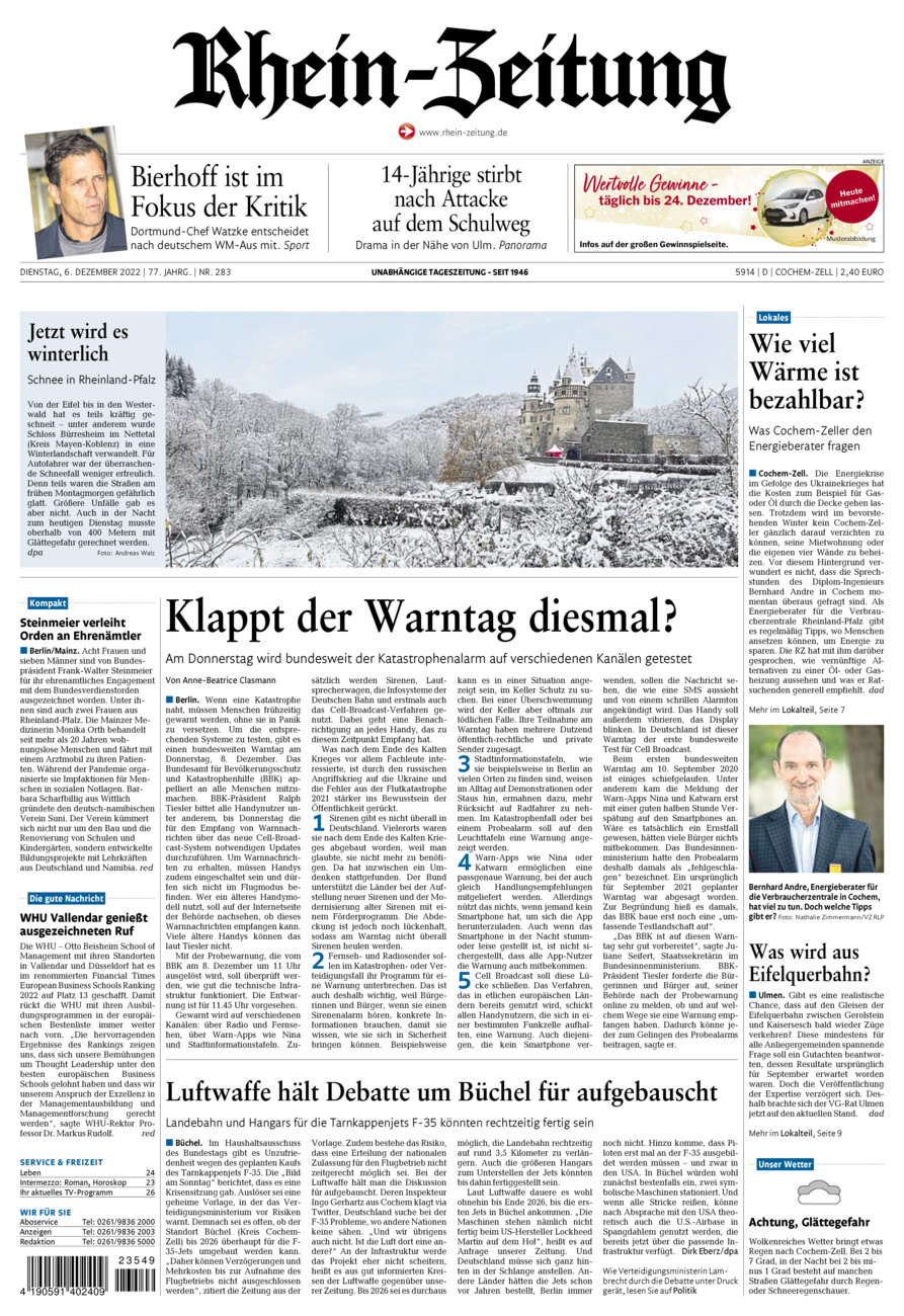 Rhein-Zeitung Kreis Cochem-Zell vom Dienstag, 06.12.2022