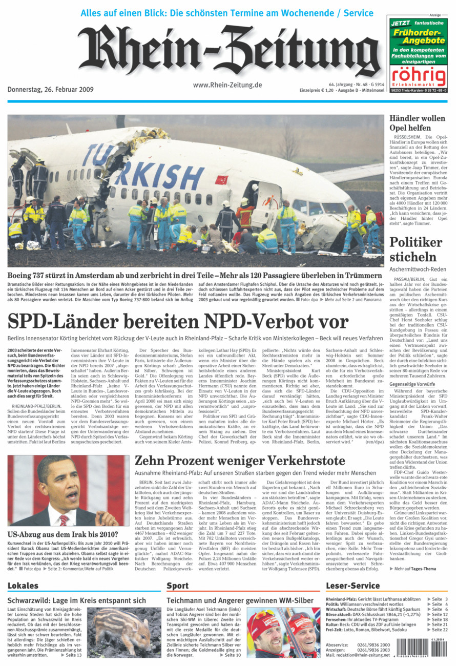 Rhein-Zeitung Kreis Cochem-Zell vom Donnerstag, 26.02.2009