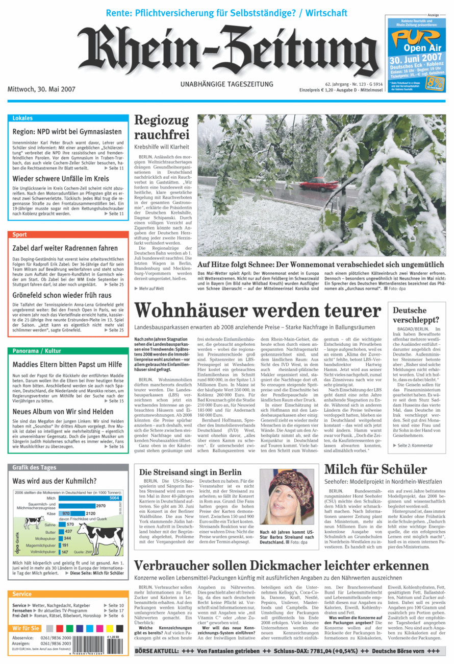 Rhein-Zeitung Kreis Cochem-Zell vom Mittwoch, 30.05.2007
