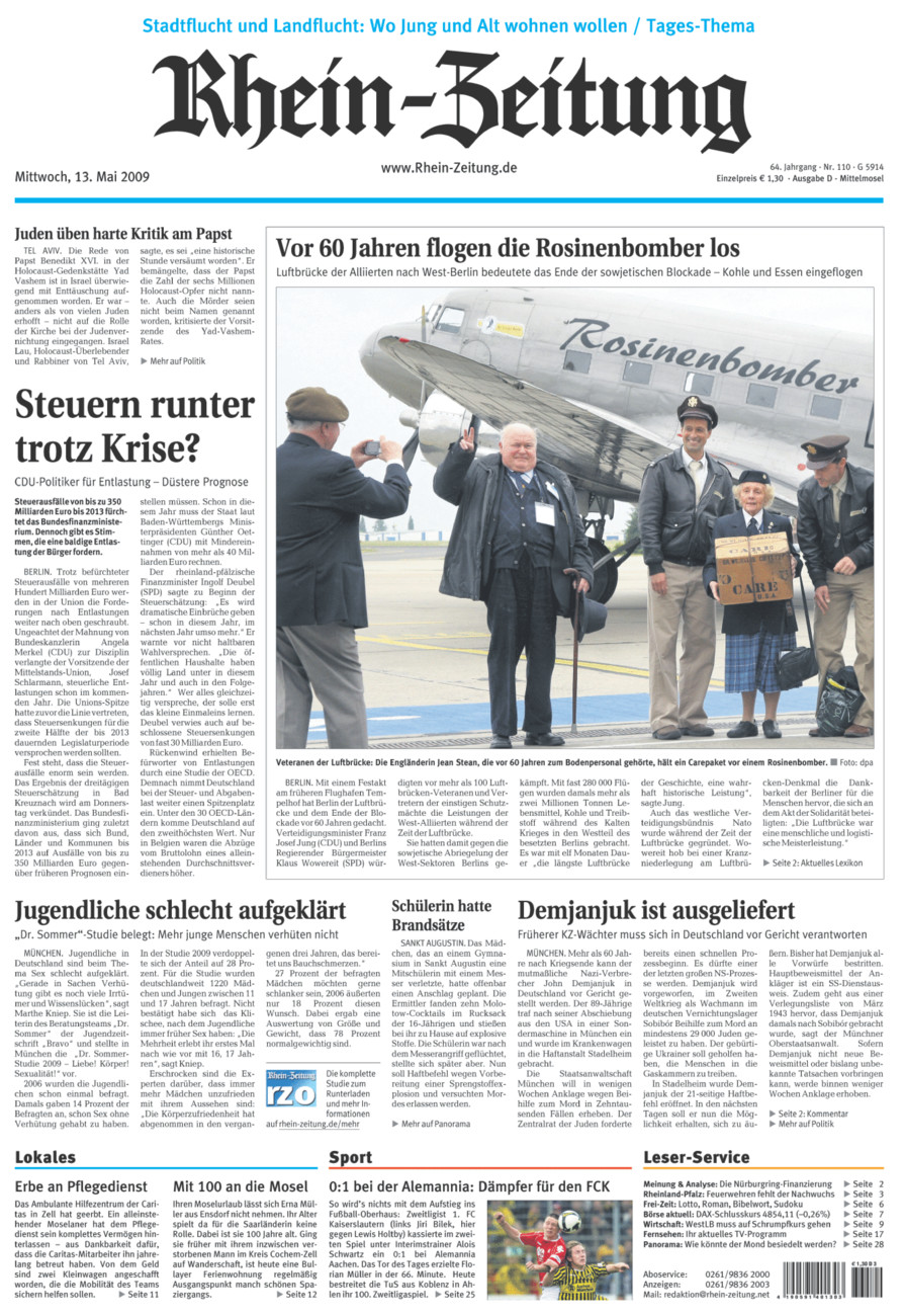 Rhein-Zeitung Kreis Cochem-Zell vom Mittwoch, 13.05.2009