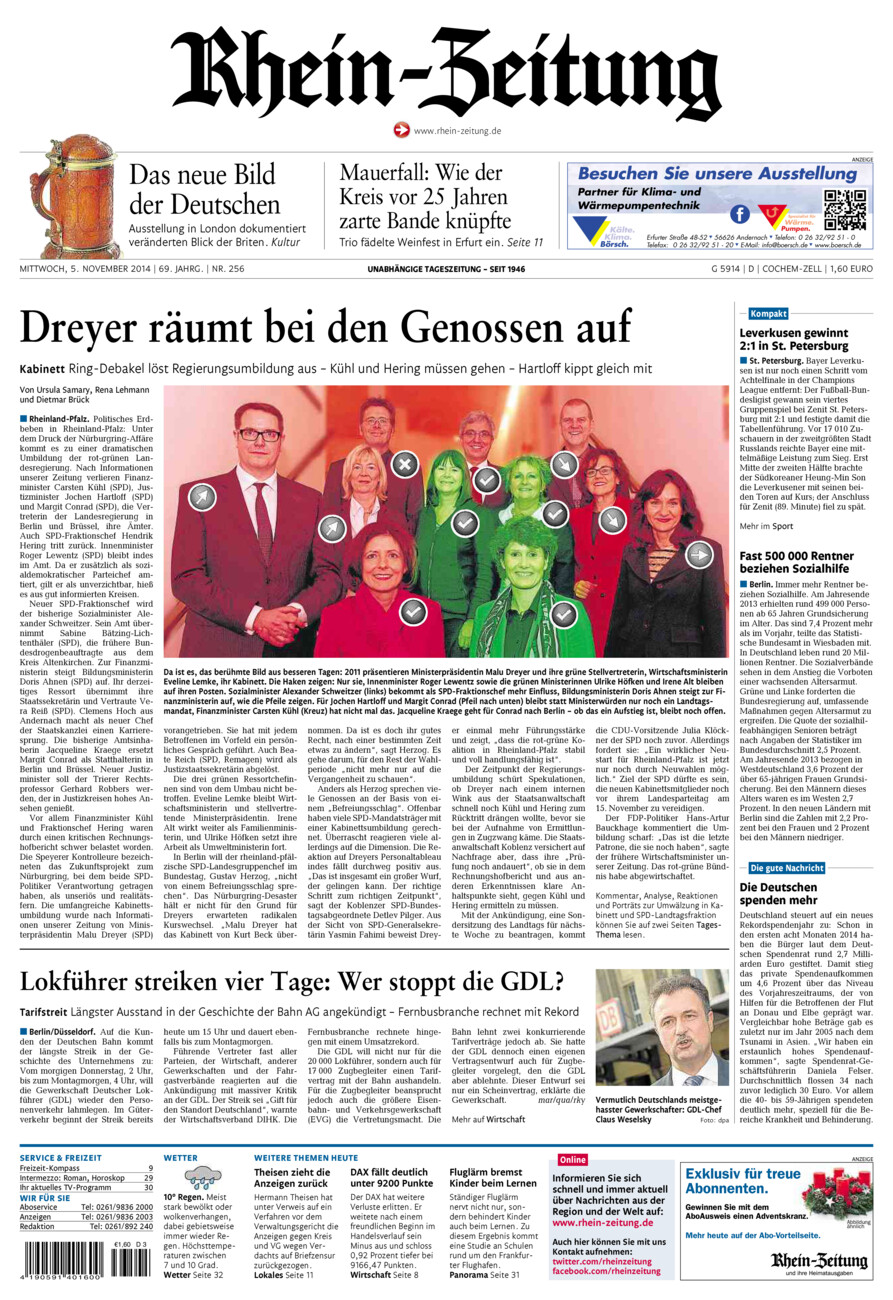 Rhein-Zeitung Kreis Cochem-Zell vom Mittwoch, 05.11.2014