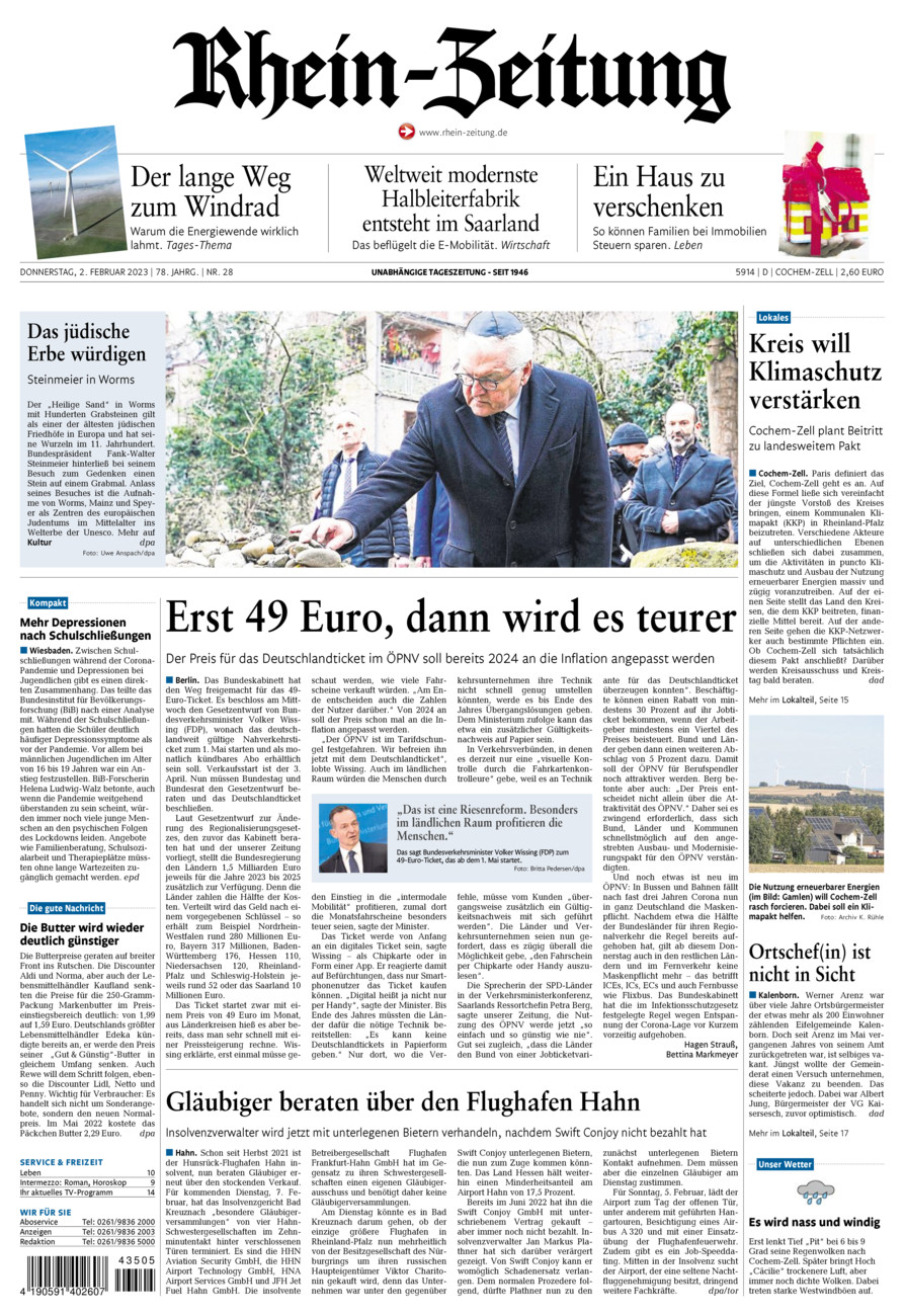 Rhein-Zeitung Kreis Cochem-Zell vom Donnerstag, 02.02.2023