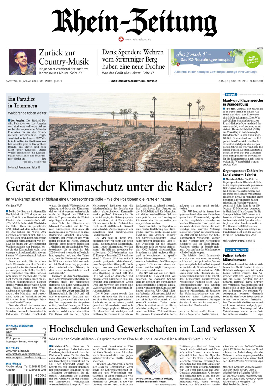 Rhein-Zeitung Kreis Cochem-Zell vom Samstag, 11.01.2025