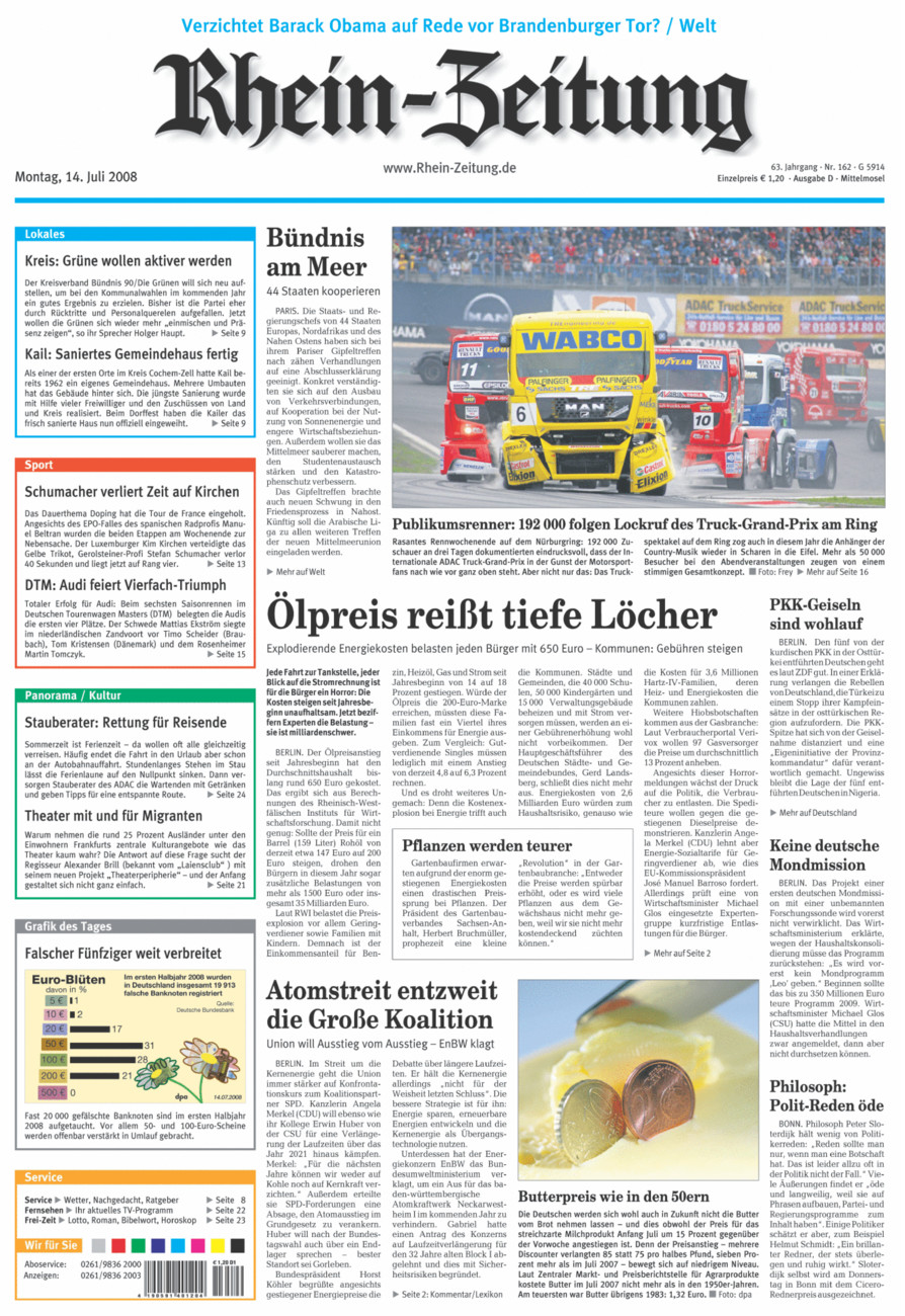 Rhein-Zeitung Kreis Cochem-Zell vom Montag, 14.07.2008