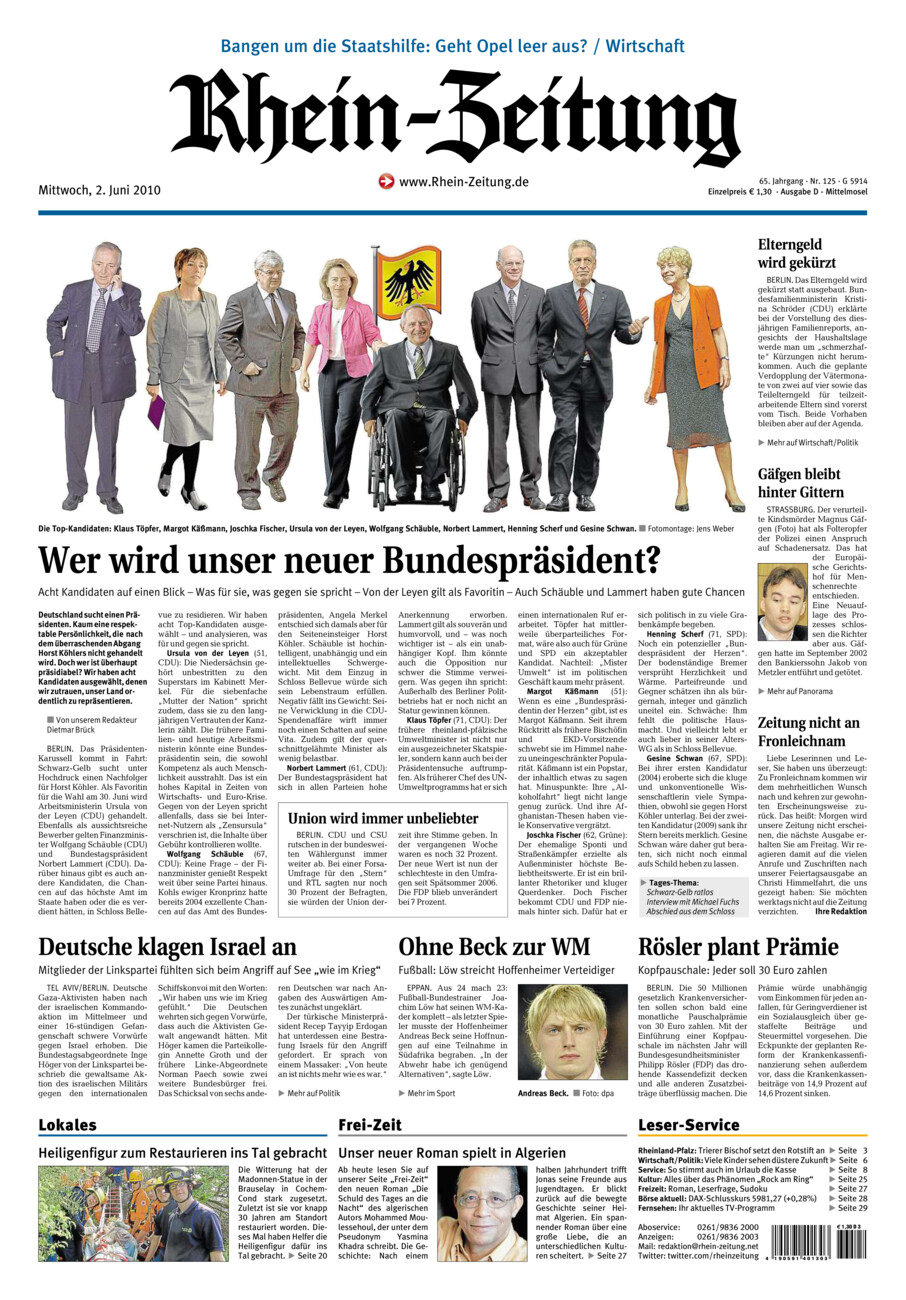 Rhein-Zeitung Kreis Cochem-Zell vom Mittwoch, 02.06.2010