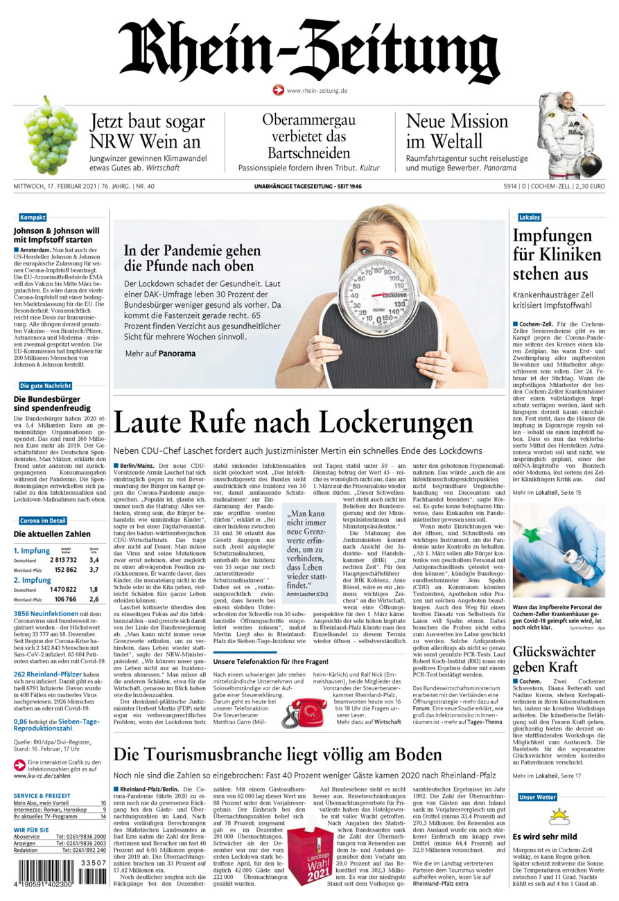 Rhein-Zeitung Kreis Cochem-Zell vom Mittwoch, 17.02.2021