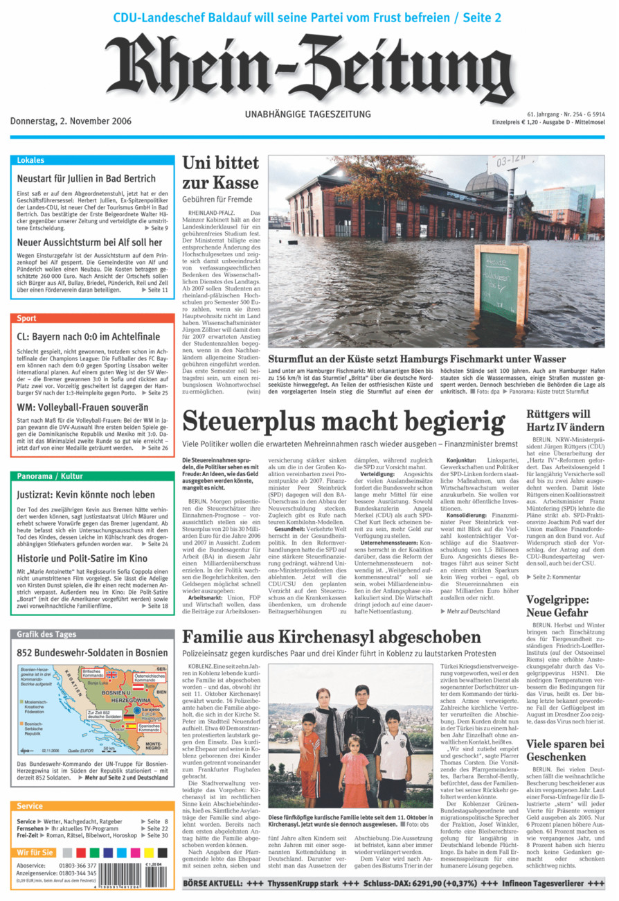 Rhein-Zeitung Kreis Cochem-Zell vom Donnerstag, 02.11.2006
