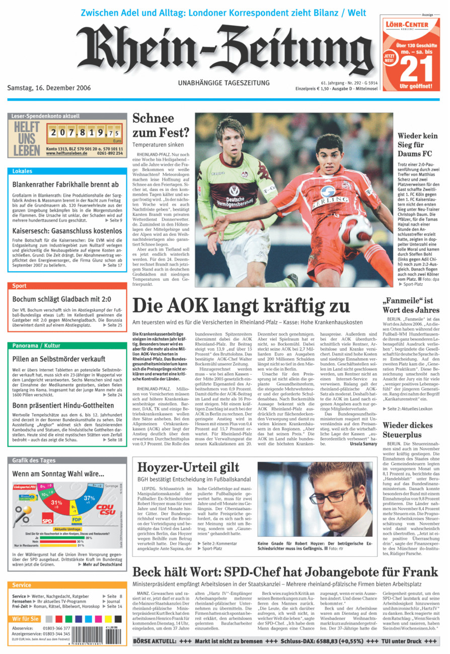 Rhein-Zeitung Kreis Cochem-Zell vom Samstag, 16.12.2006