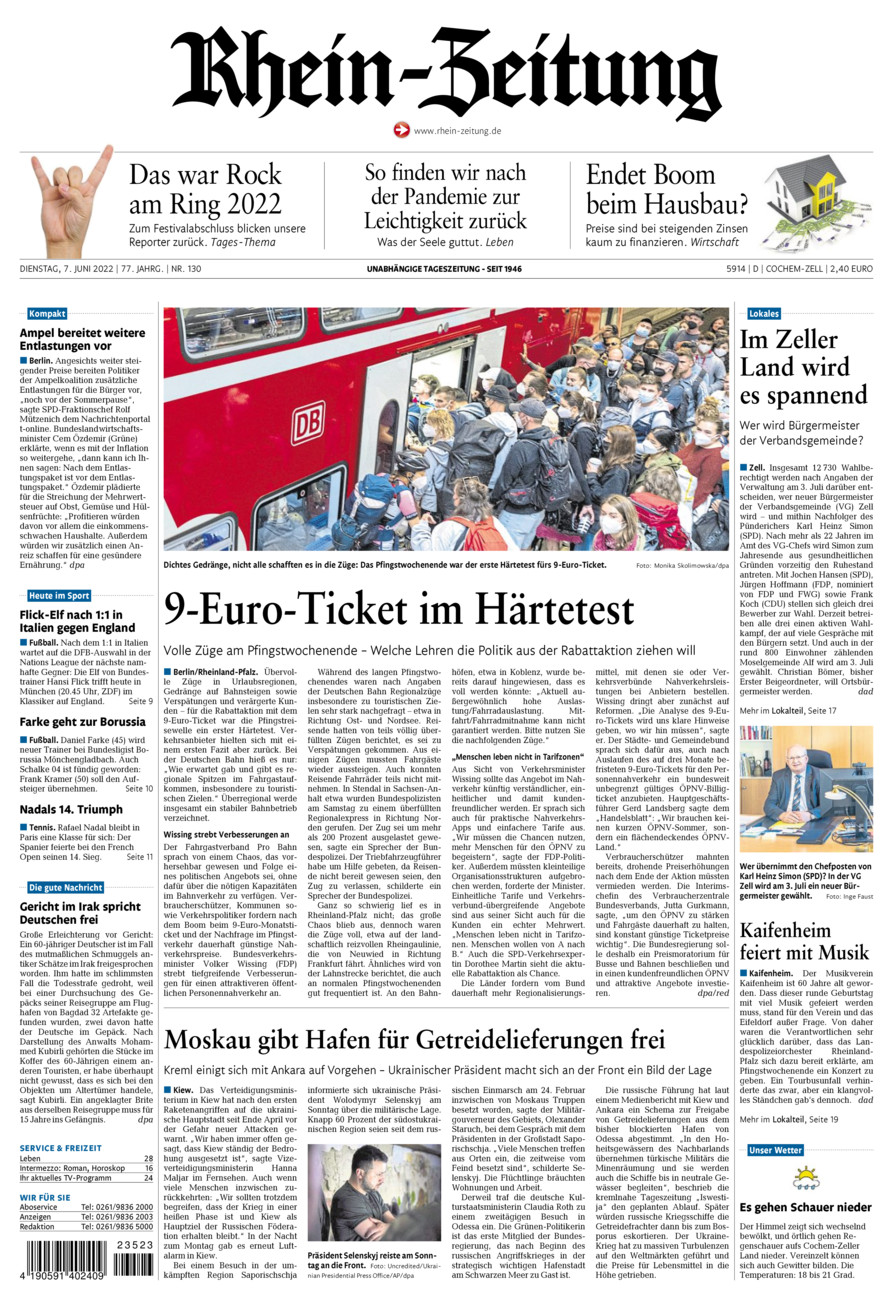 Rhein-Zeitung Kreis Cochem-Zell vom Dienstag, 07.06.2022