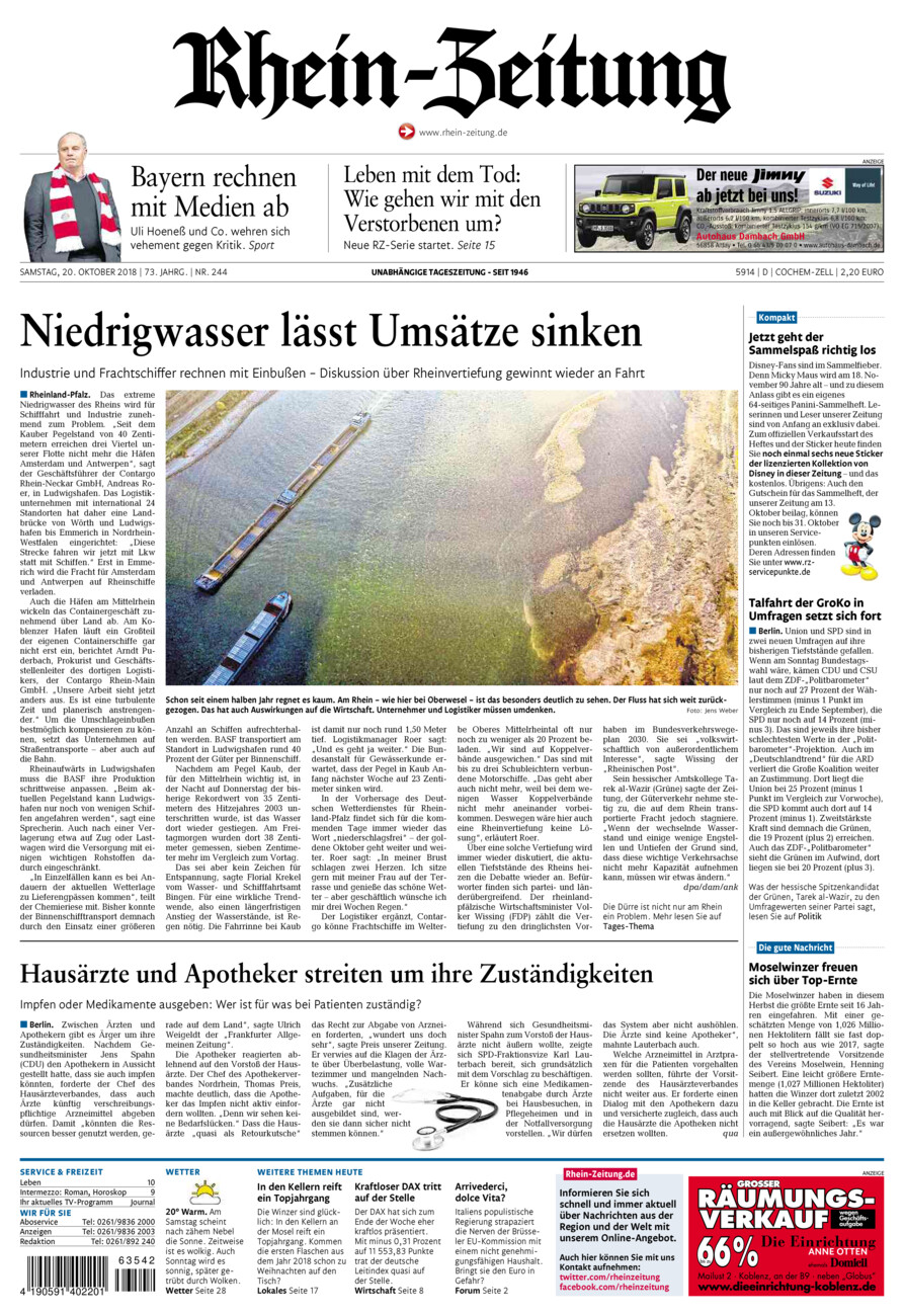 Rhein-Zeitung Kreis Cochem-Zell vom Samstag, 20.10.2018