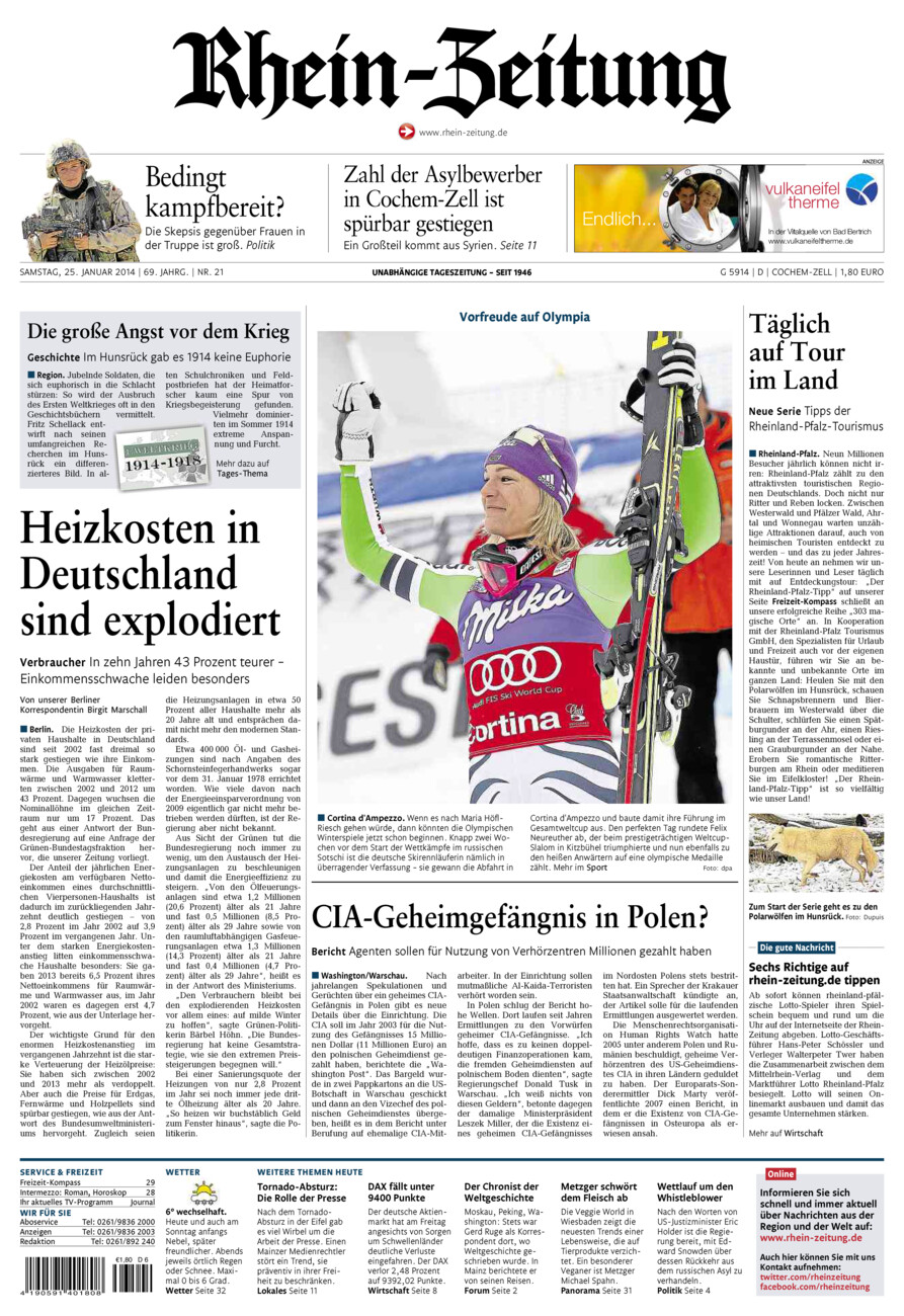 Rhein-Zeitung Kreis Cochem-Zell vom Samstag, 25.01.2014