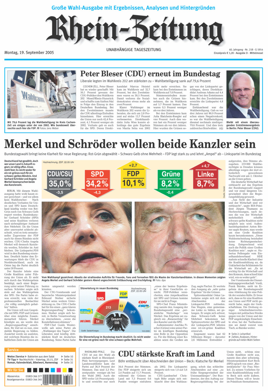 Rhein-Zeitung Kreis Cochem-Zell vom Montag, 19.09.2005