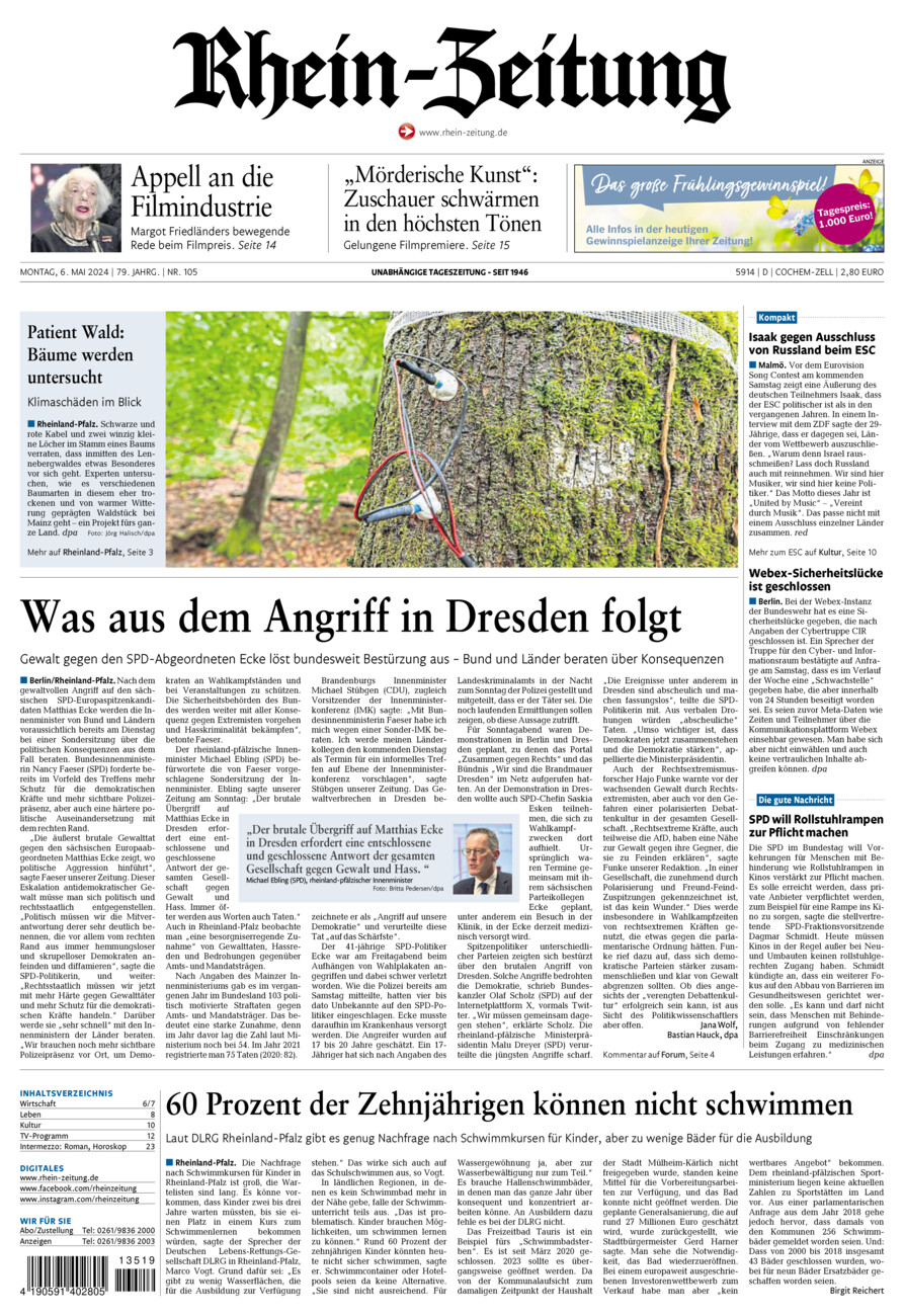 Rhein-Zeitung Kreis Cochem-Zell vom Montag, 06.05.2024