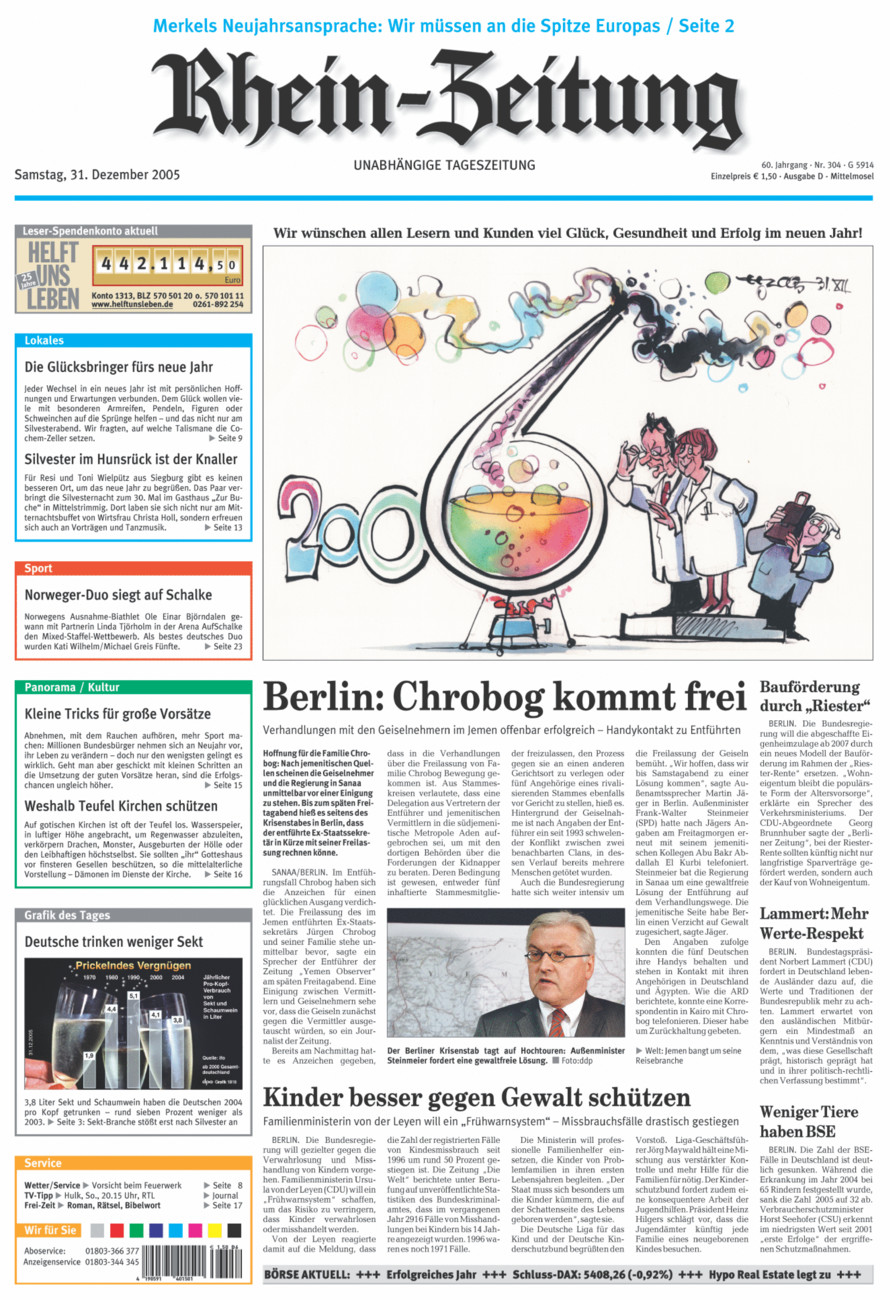 Rhein-Zeitung Kreis Cochem-Zell vom Samstag, 31.12.2005