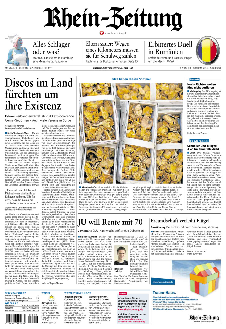 Rhein-Zeitung Kreis Cochem-Zell vom Montag, 09.07.2012