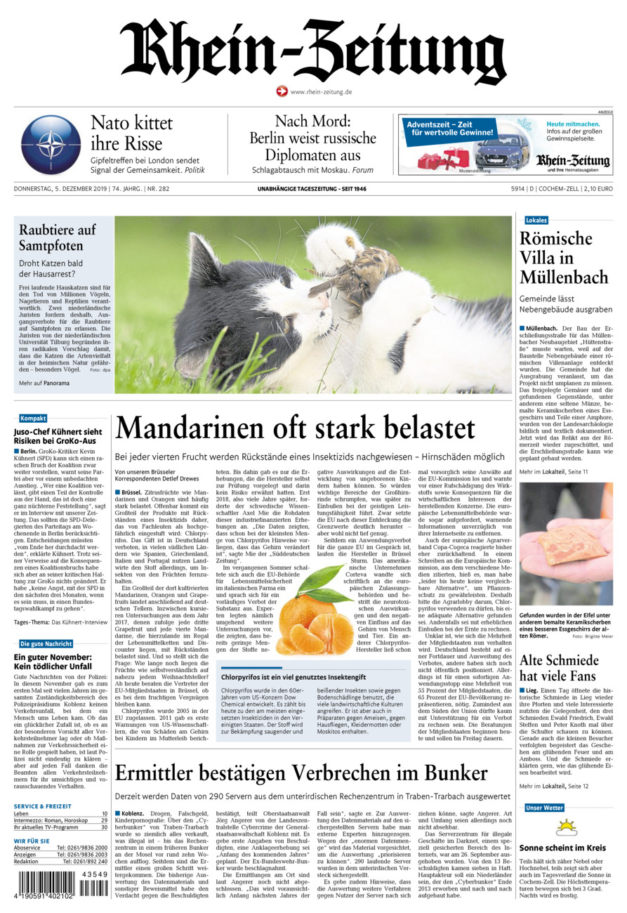 Rhein-Zeitung Kreis Cochem-Zell vom Donnerstag, 05.12.2019