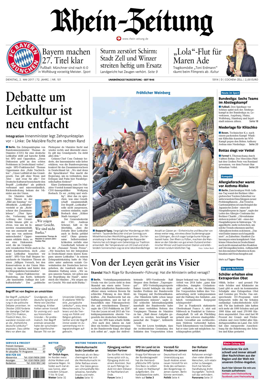 Rhein-Zeitung Kreis Cochem-Zell vom Dienstag, 02.05.2017
