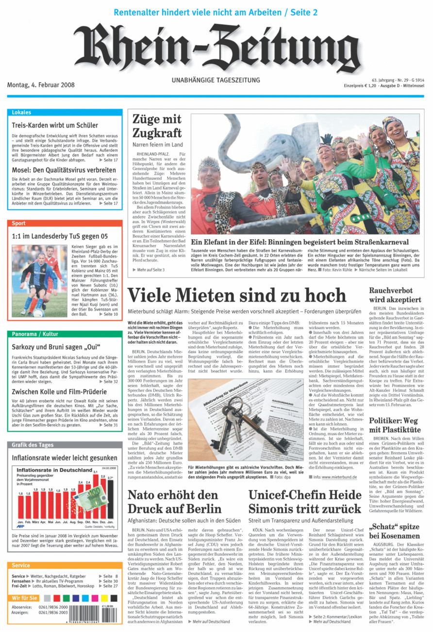 Rhein-Zeitung Kreis Cochem-Zell vom Montag, 04.02.2008