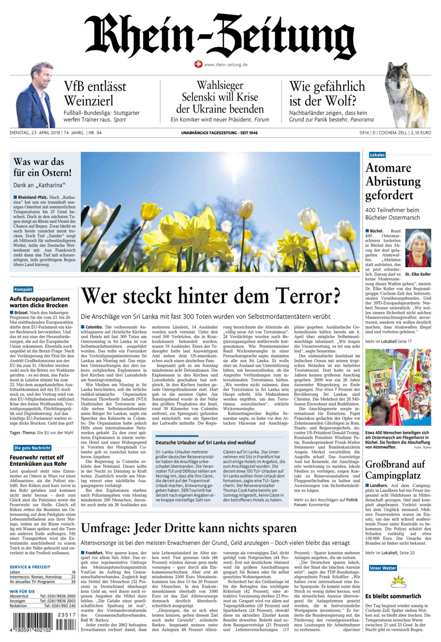 Rhein-Zeitung Kreis Cochem-Zell vom Dienstag, 23.04.2019