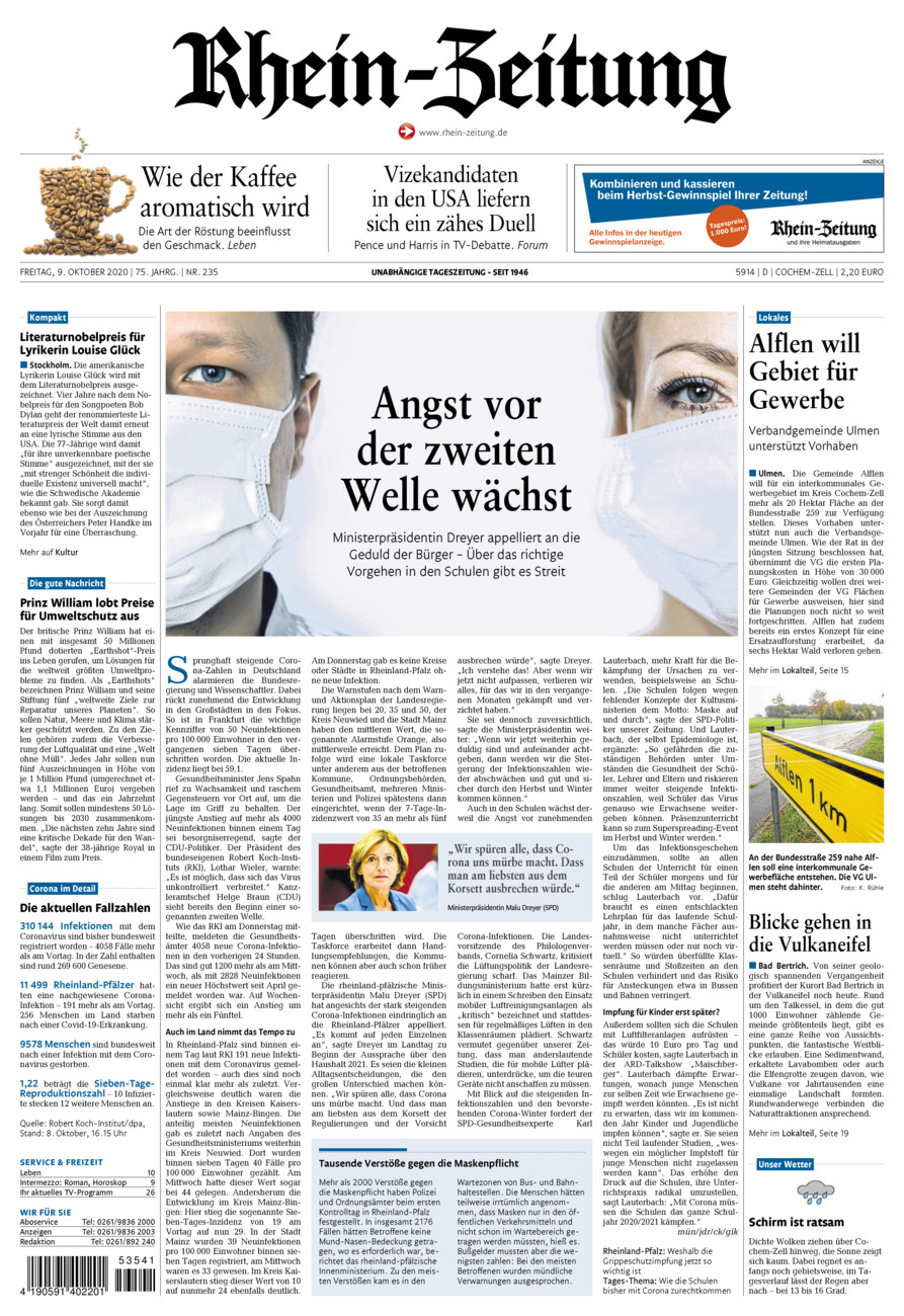 Rhein-Zeitung Kreis Cochem-Zell vom Freitag, 09.10.2020