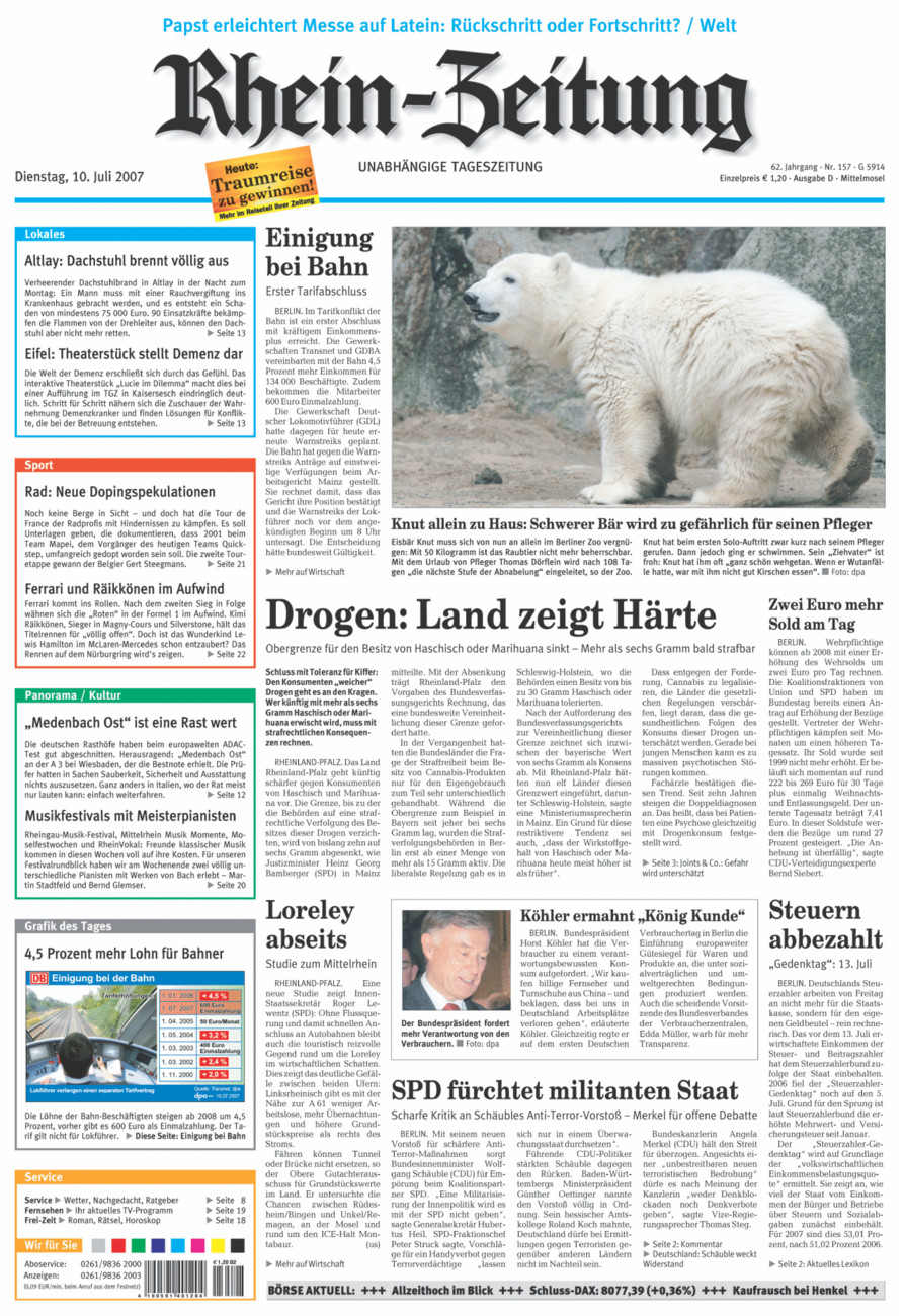 Rhein-Zeitung Kreis Cochem-Zell vom Dienstag, 10.07.2007