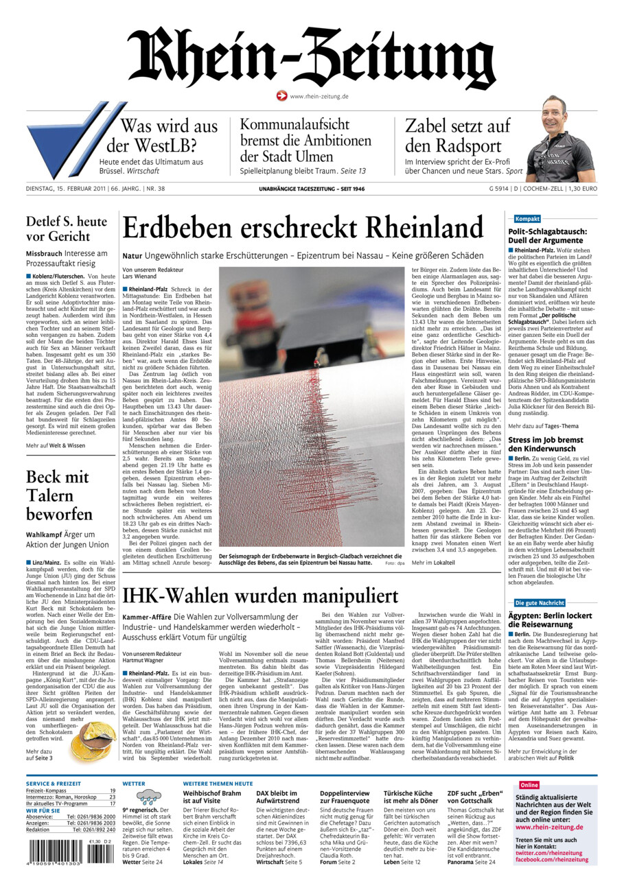 Rhein-Zeitung Kreis Cochem-Zell vom Dienstag, 15.02.2011