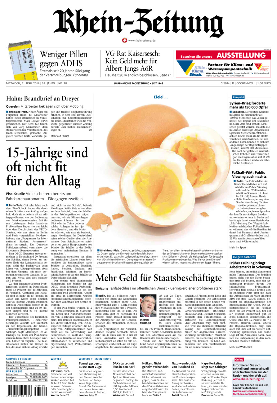 Rhein-Zeitung Kreis Cochem-Zell vom Mittwoch, 02.04.2014