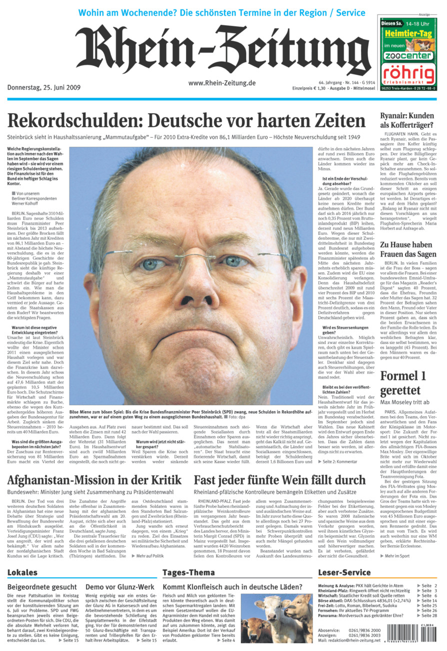 Rhein-Zeitung Kreis Cochem-Zell vom Donnerstag, 25.06.2009