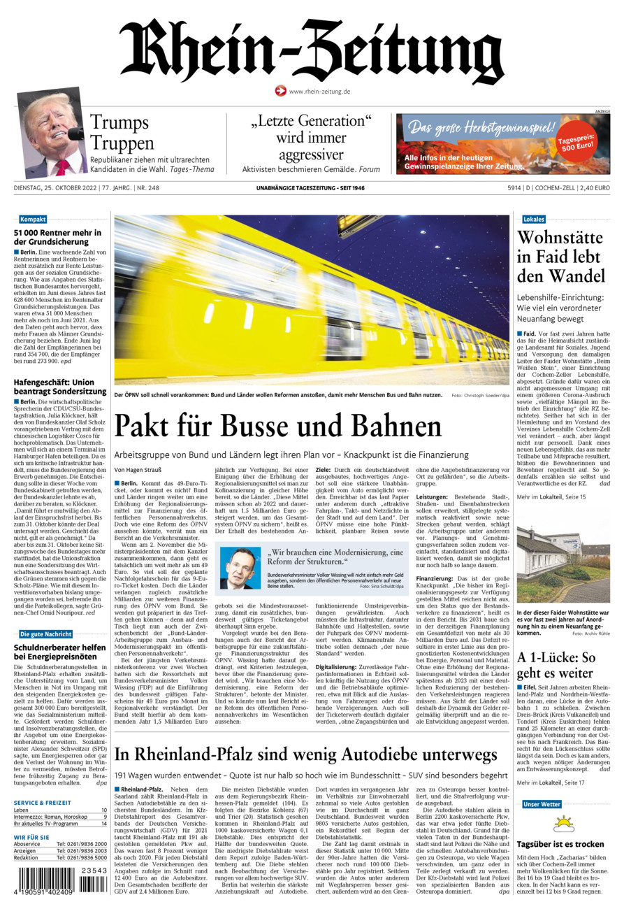Rhein-Zeitung Kreis Cochem-Zell vom Dienstag, 25.10.2022