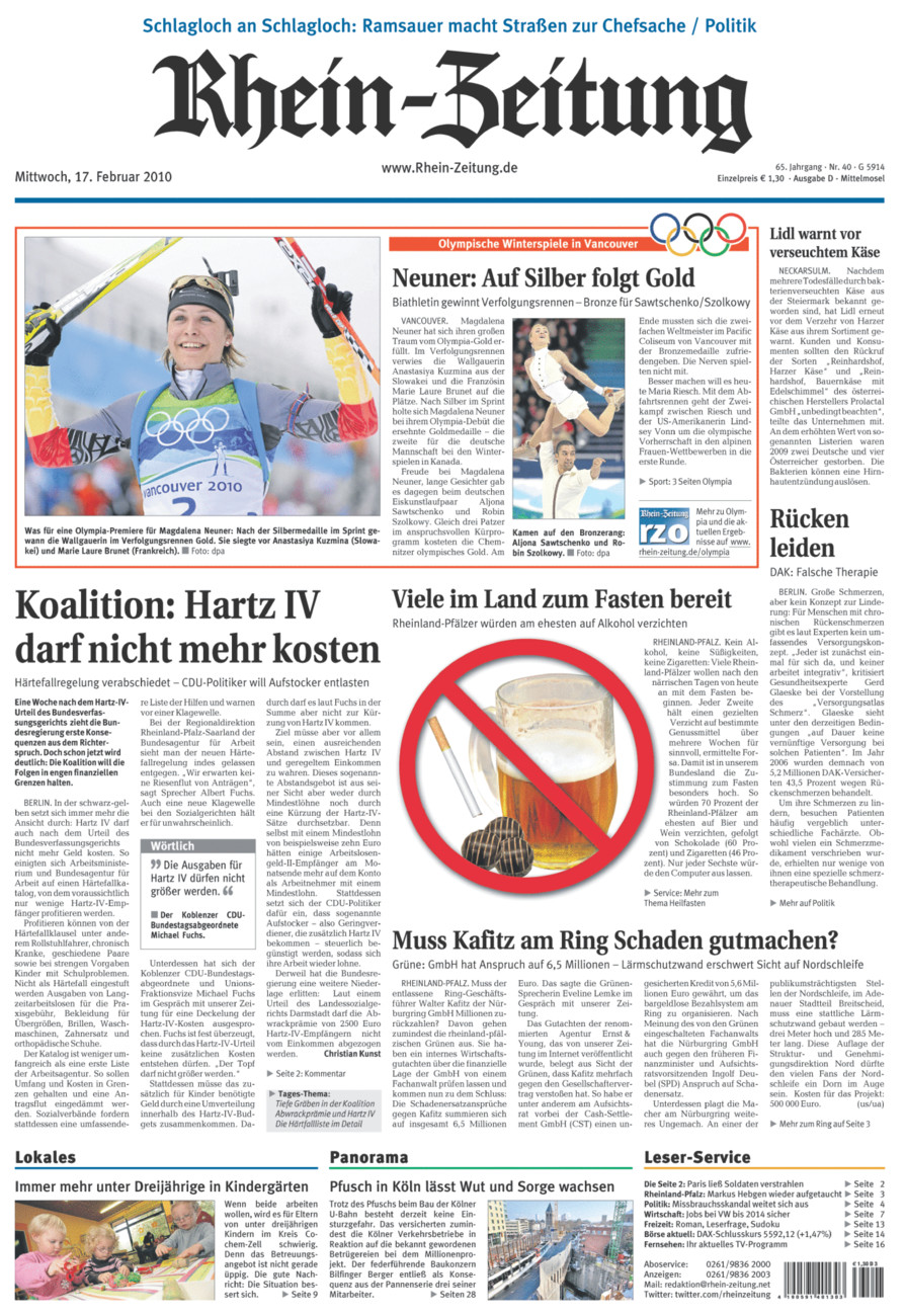 Rhein-Zeitung Kreis Cochem-Zell vom Mittwoch, 17.02.2010
