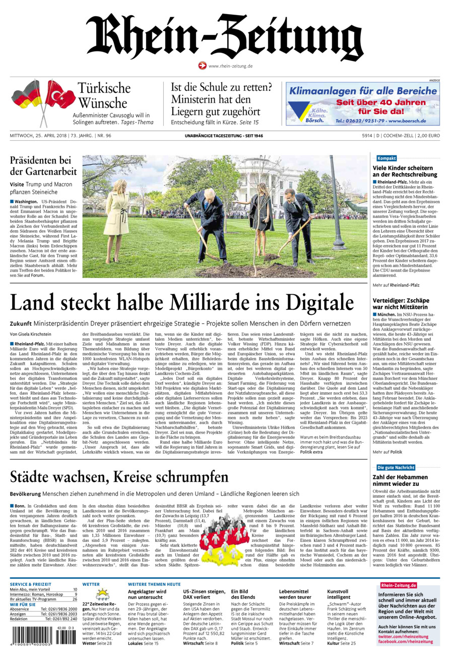 Rhein-Zeitung Kreis Cochem-Zell vom Mittwoch, 25.04.2018