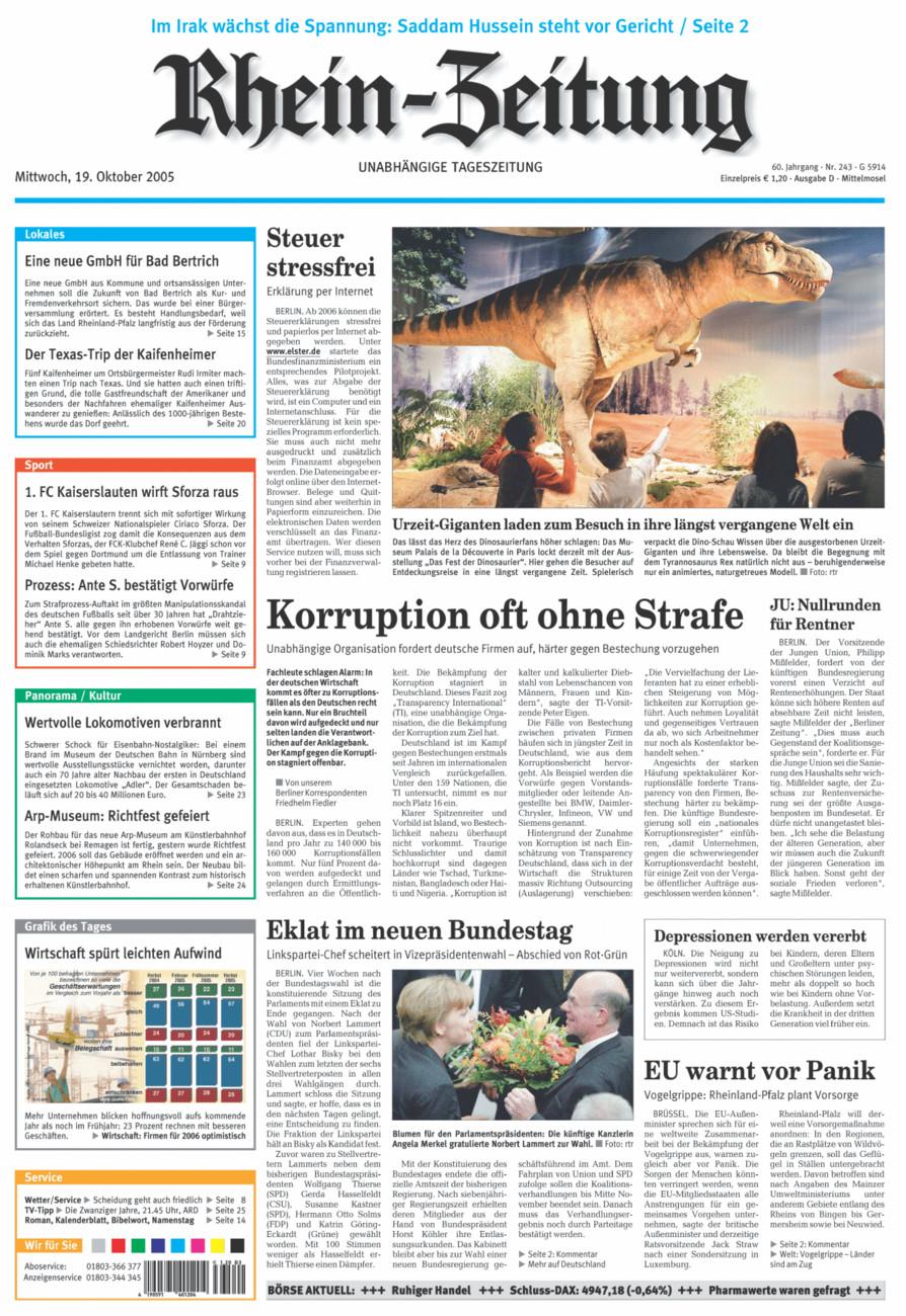 Rhein-Zeitung Kreis Cochem-Zell vom Mittwoch, 19.10.2005