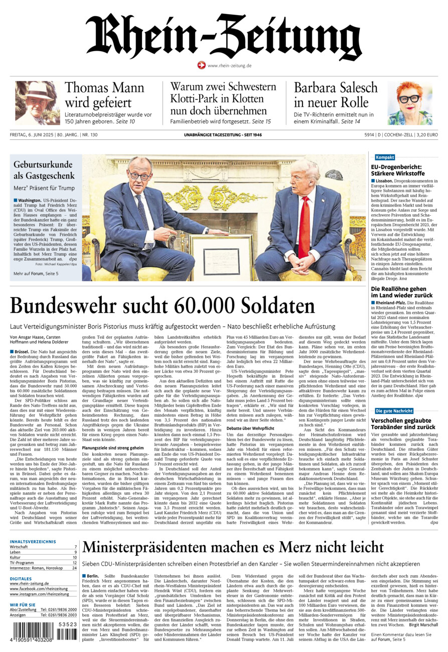 Rhein-Zeitung Kreis Cochem-Zell vom Freitag, 06.06.2025
