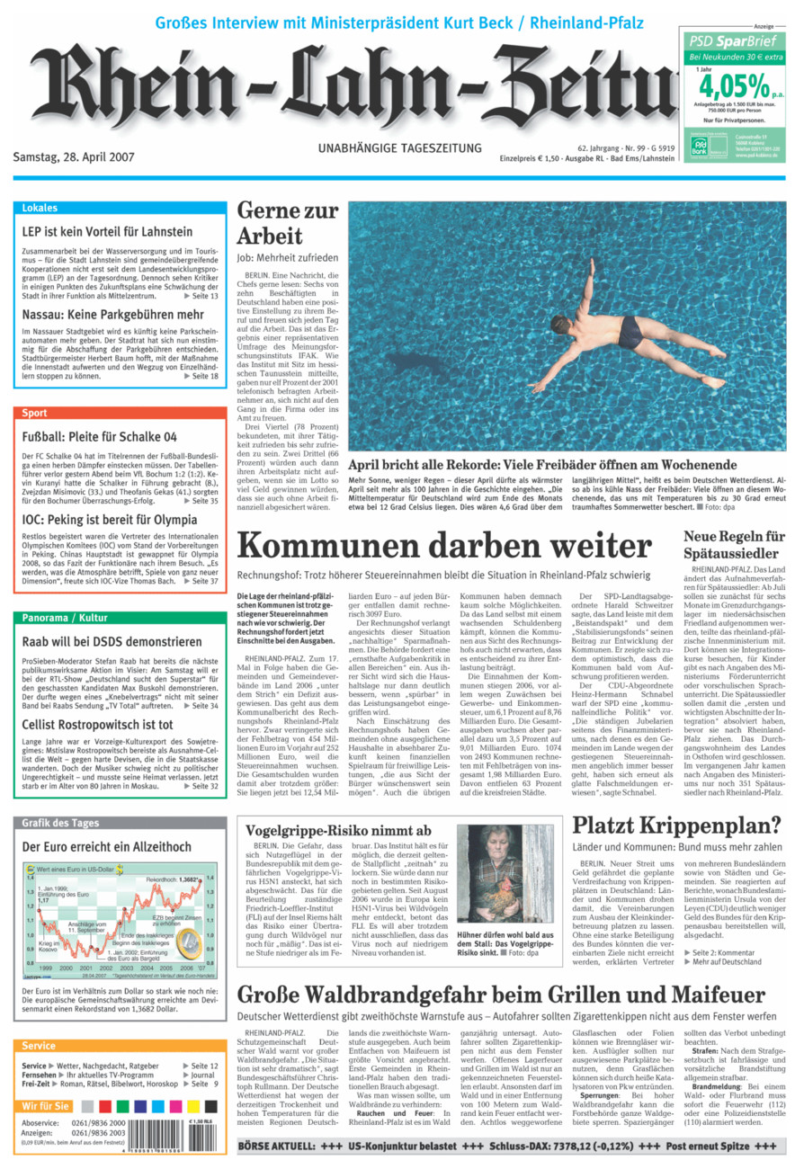 Rhein-Lahn-Zeitung vom Samstag, 28.04.2007