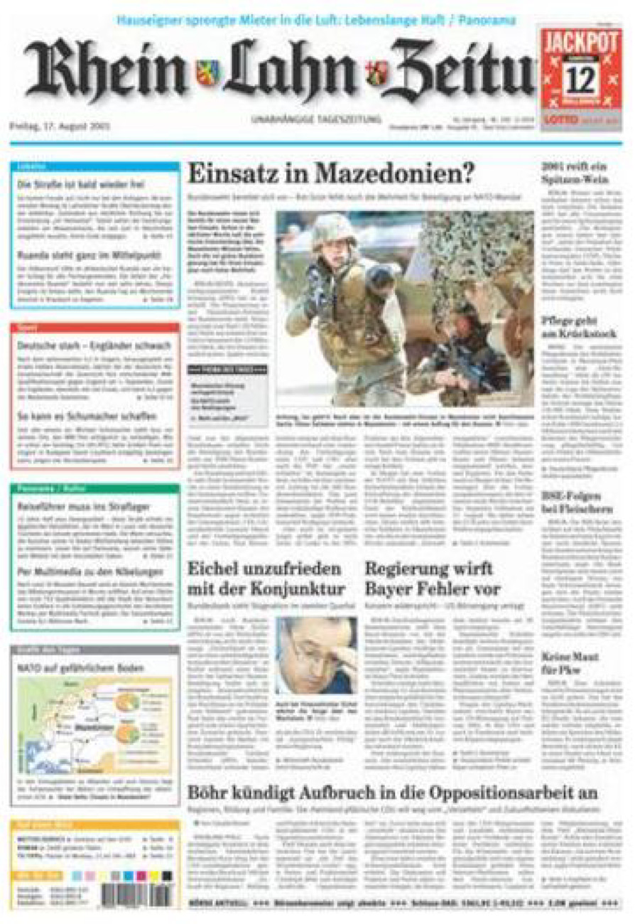 Rhein-Lahn-Zeitung vom Freitag, 17.08.2001