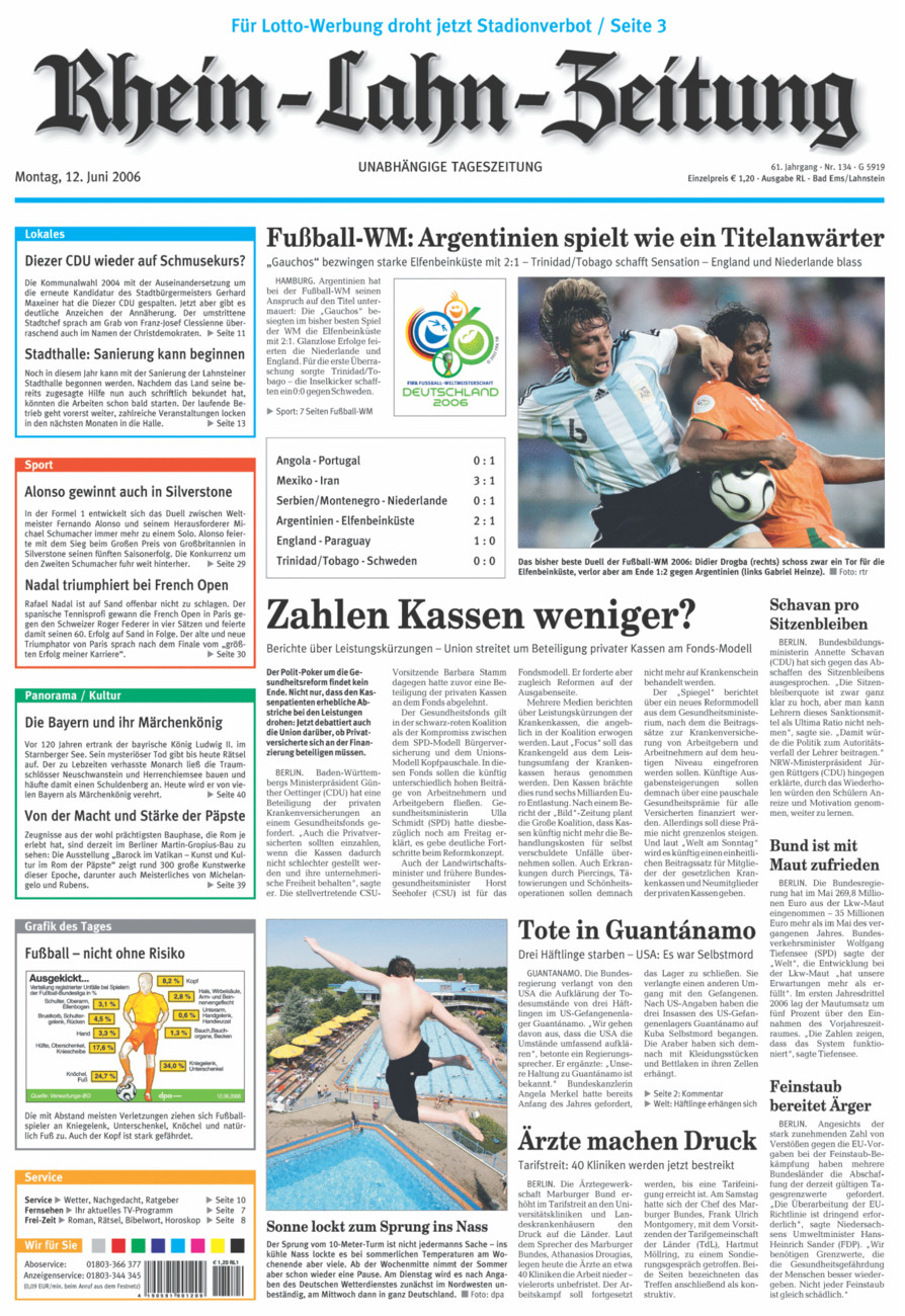 Rhein-Lahn-Zeitung vom Montag, 12.06.2006