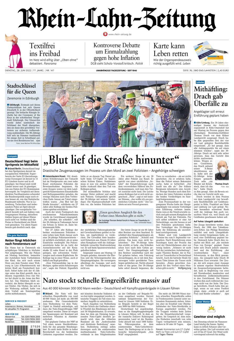 Rhein-Lahn-Zeitung vom Dienstag, 28.06.2022