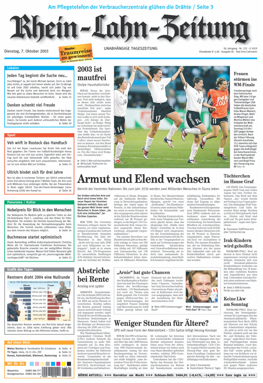 Rhein-Lahn-Zeitung vom Dienstag, 07.10.2003