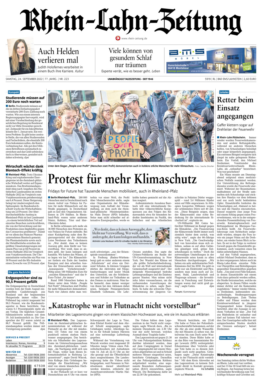 Rhein-Lahn-Zeitung vom Samstag, 24.09.2022