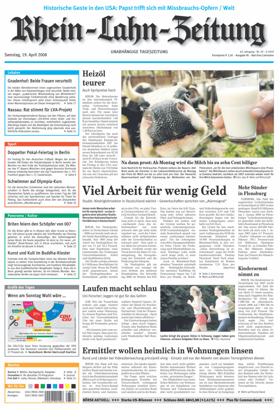 Rhein-Lahn-Zeitung vom Samstag, 19.04.2008