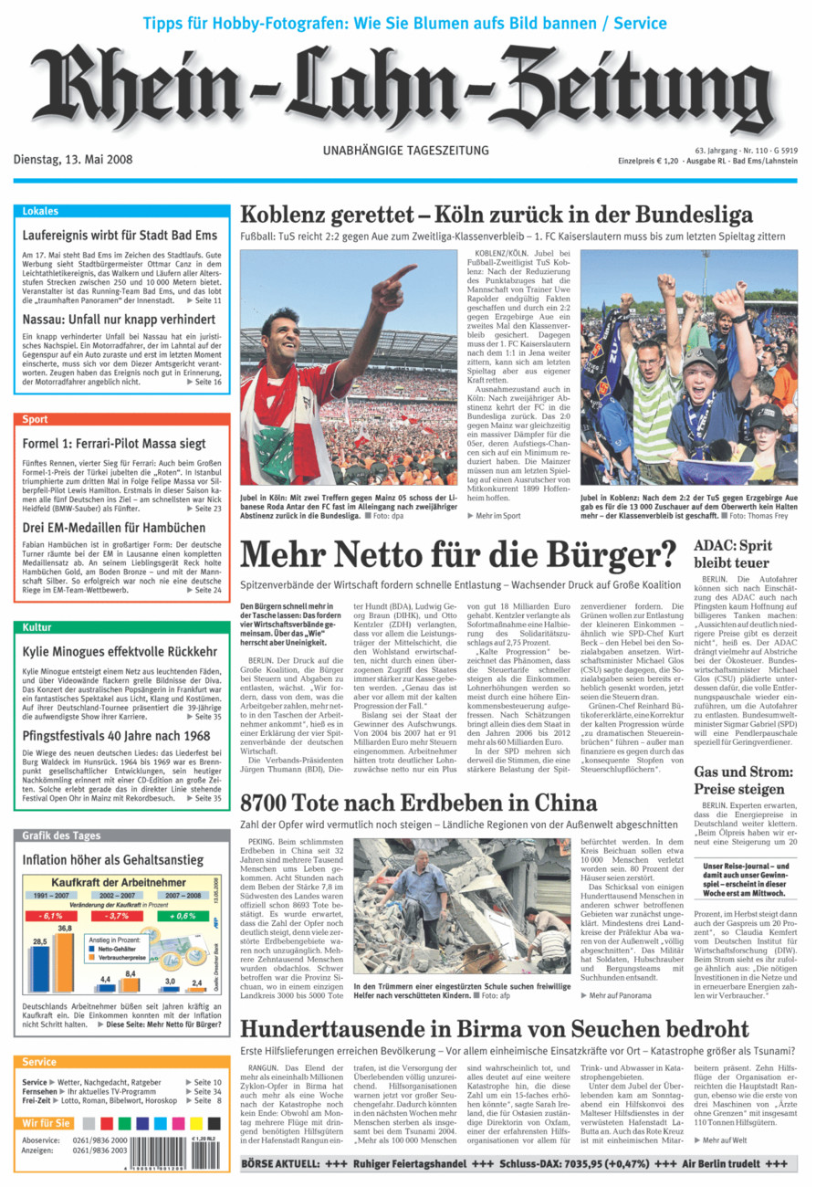 Rhein-Lahn-Zeitung vom Dienstag, 13.05.2008