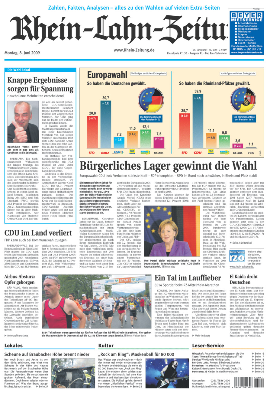 Rhein-Lahn-Zeitung vom Montag, 08.06.2009