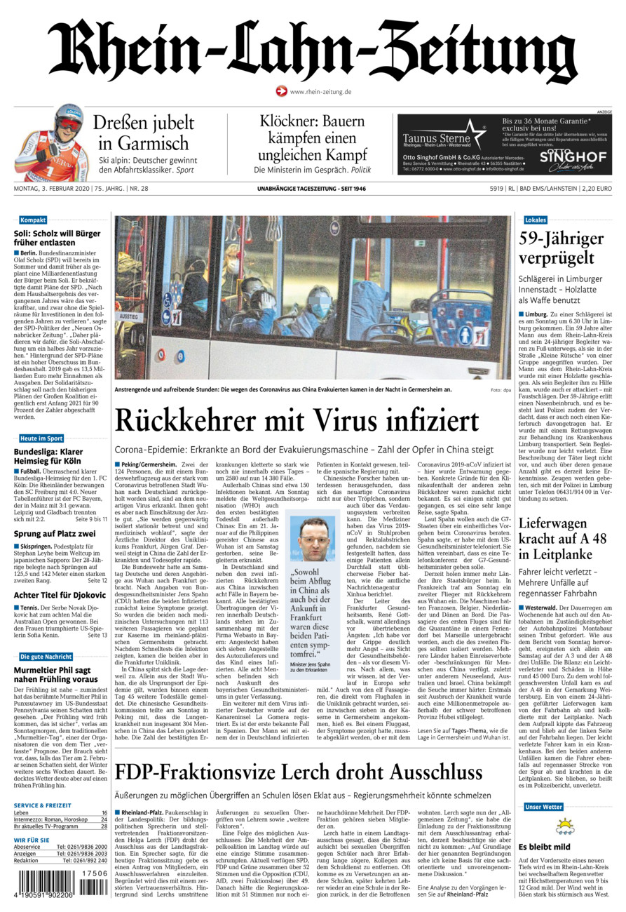 Rhein-Lahn-Zeitung vom Montag, 03.02.2020