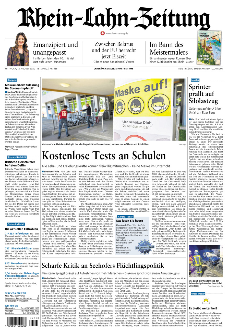 Rhein-Lahn-Zeitung vom Mittwoch, 12.08.2020