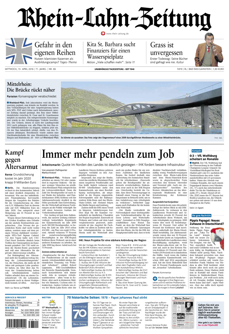 Rhein-Lahn-Zeitung vom Mittwoch, 13.04.2016