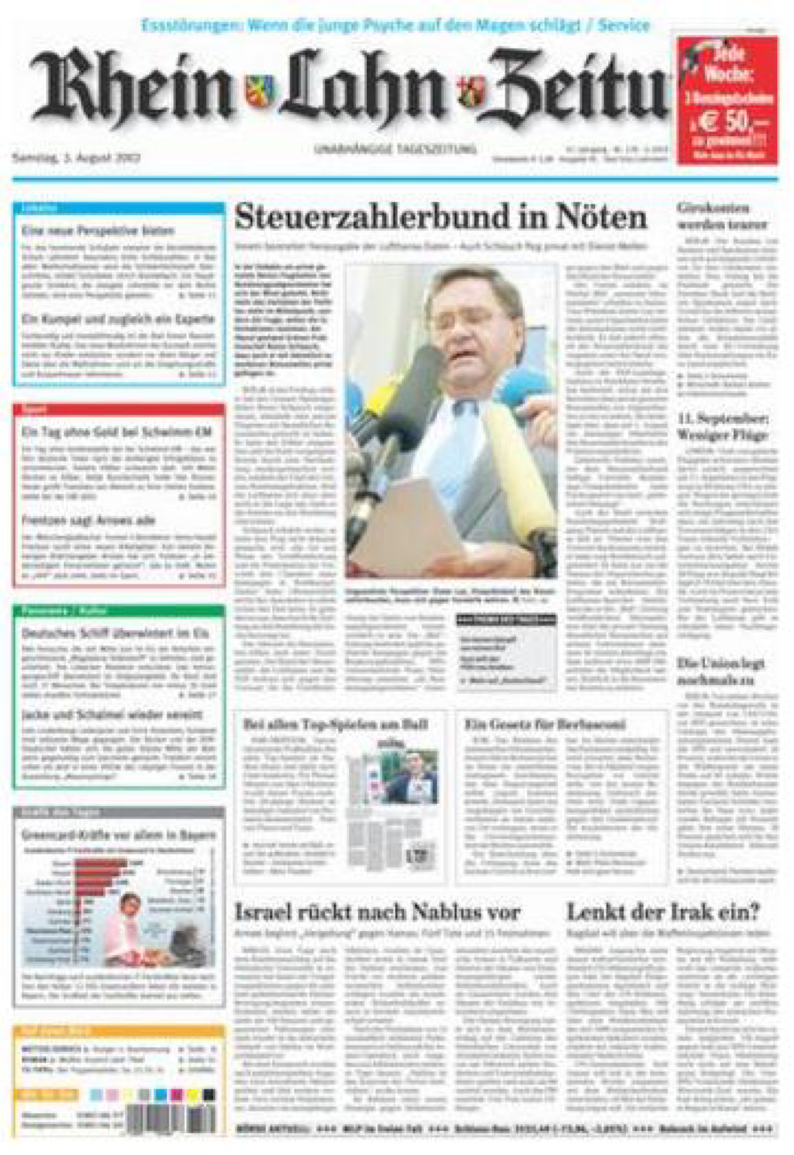 Rhein-Lahn-Zeitung vom Samstag, 03.08.2002